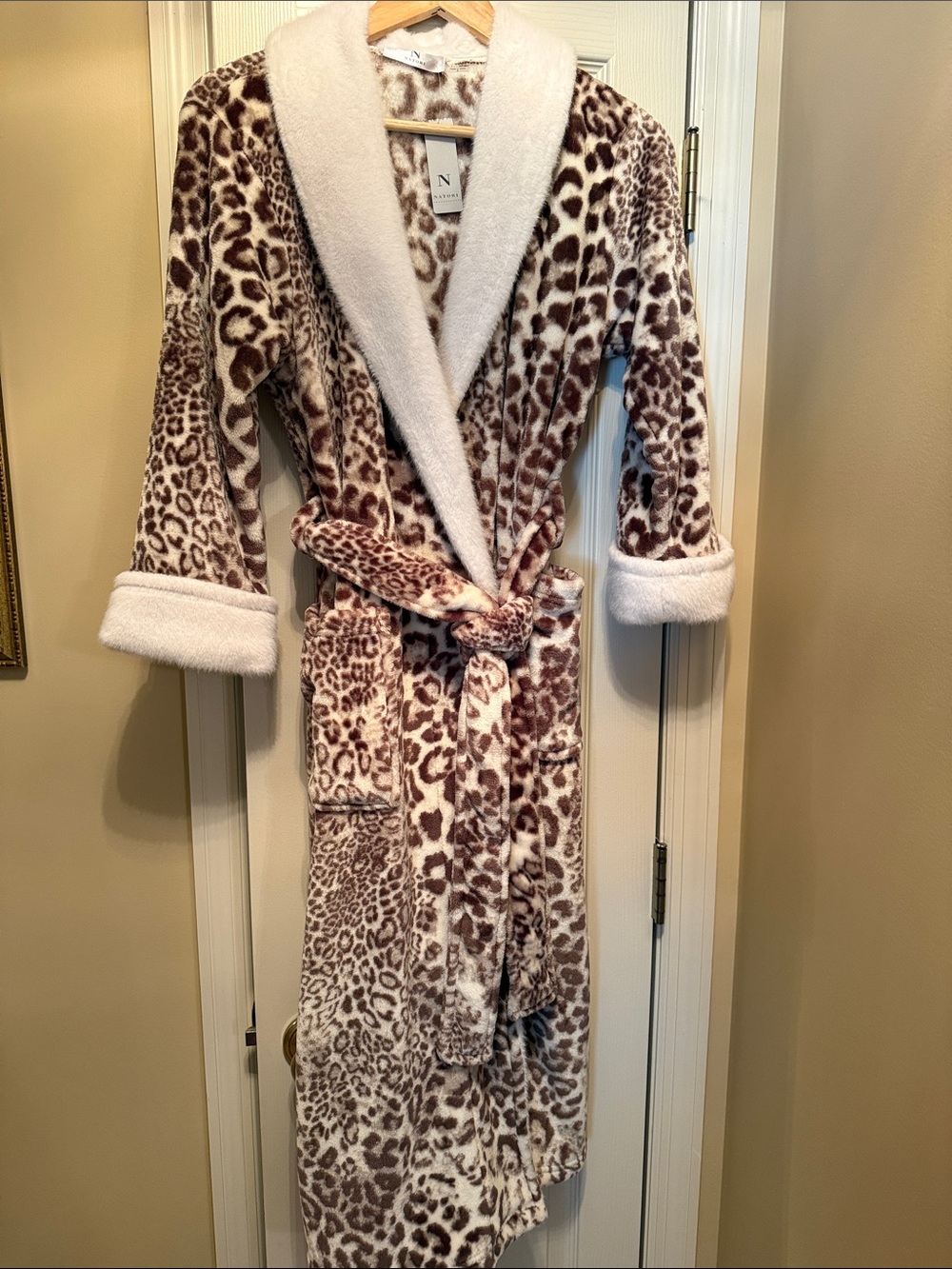 NWT N NATORI Nat CASHMERE LEOPARD Women’s Robe Small